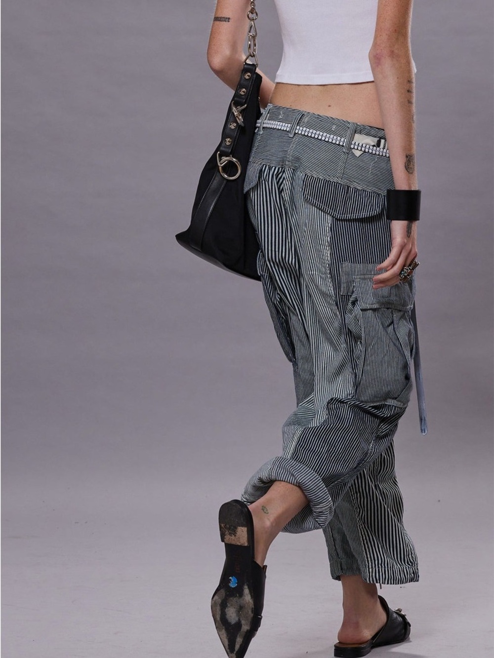 R13 Railroad Cargo Pants in Navy and White NWT $995